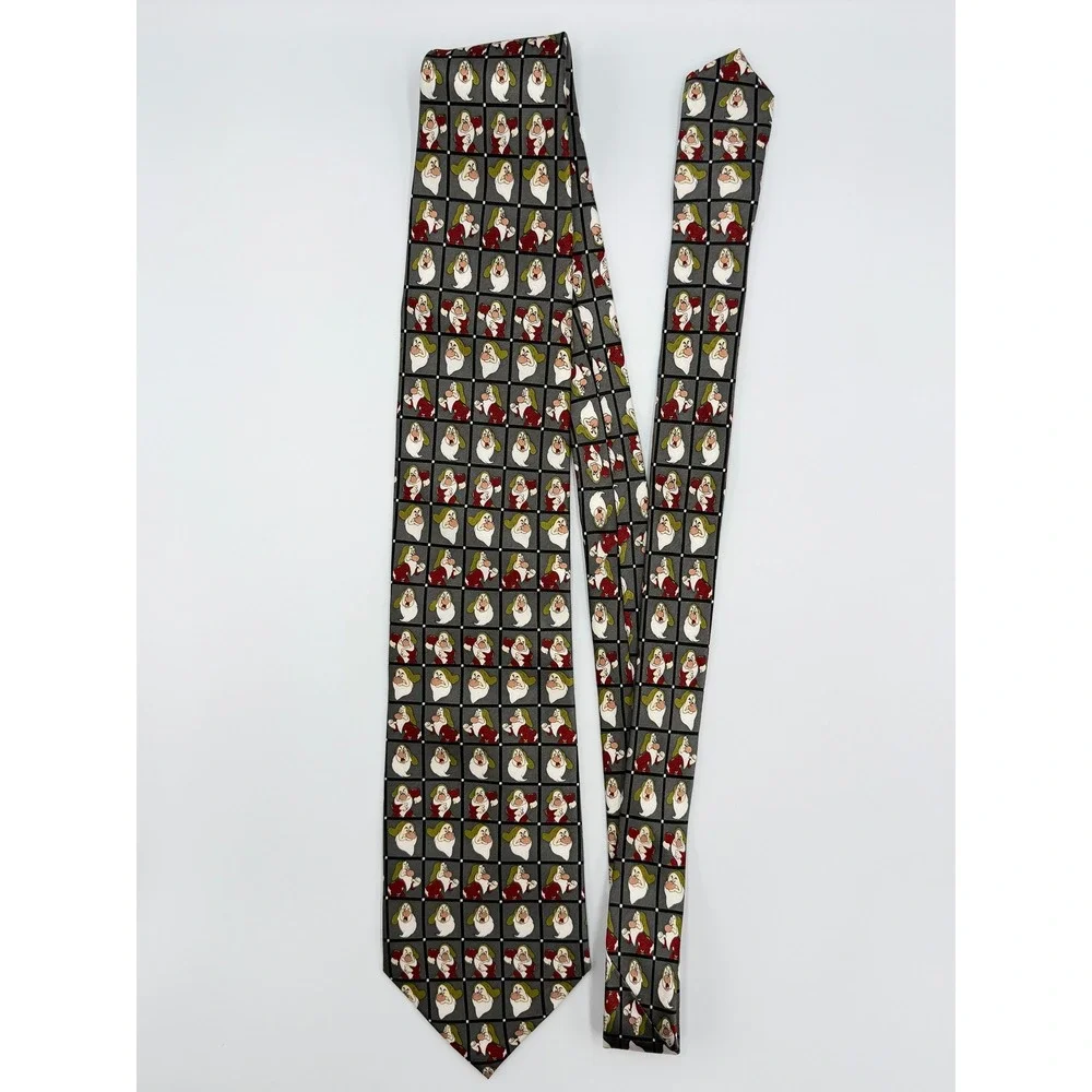 Disney Parks 'Grumpy' Seven Dwarfs 100% Silk Mens Necktie Gray 57.5